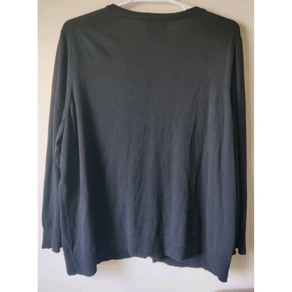 Lane Bryant Women's Button Up Cardigan Black Round Neck Long Sleeve Size 22/24 - Picture 2 of 5